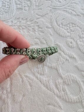 Fossil Mint Green and Silver Crystal Wrap Bracelet